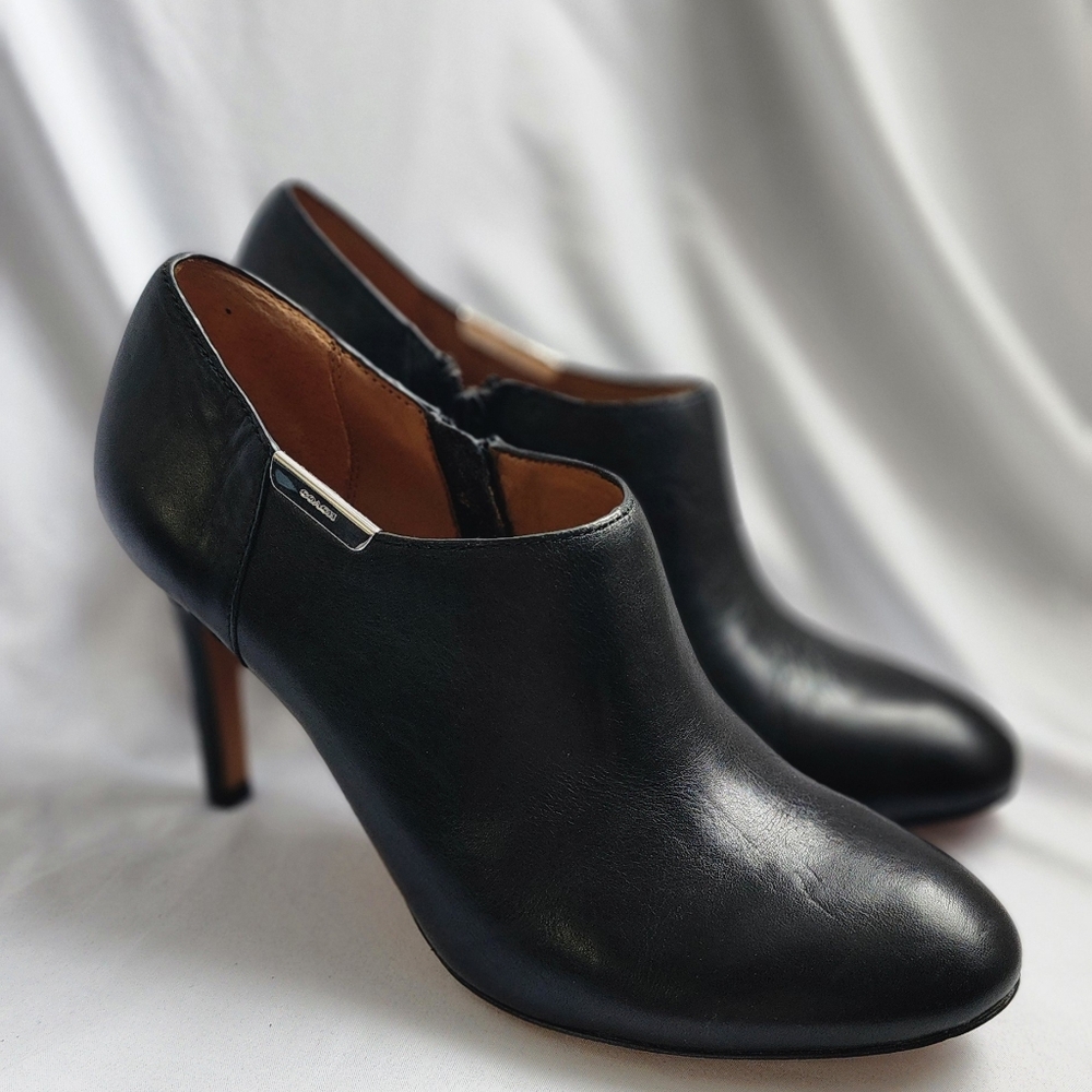 Coach Black Leather Heeled Boots